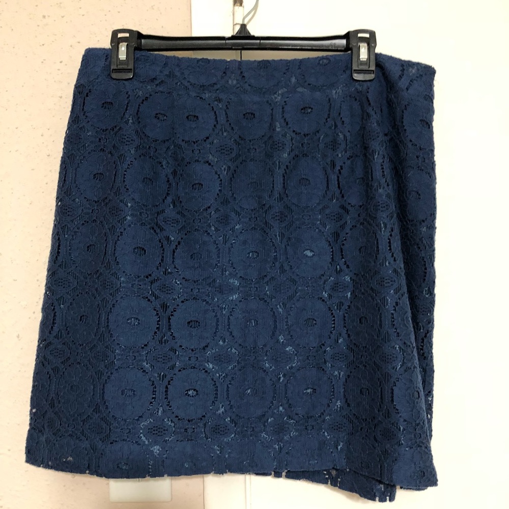 Merona Navy Blue Crochet A-Line Skirt